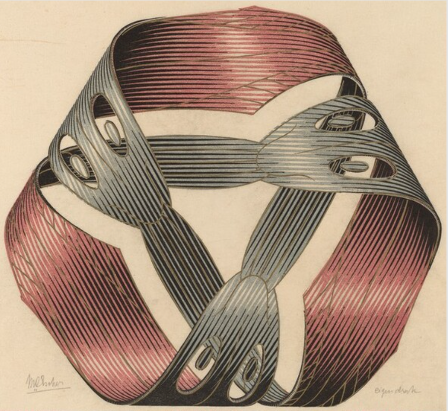 Mobius Strip I, por M. C. Escher, 1961. Fonte: nga.org