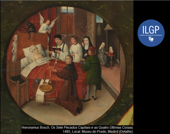 detalhe de pintura de Bosch - mesa dos pecados capitais